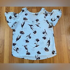 Chic Floral Cold Shoulder Blouse